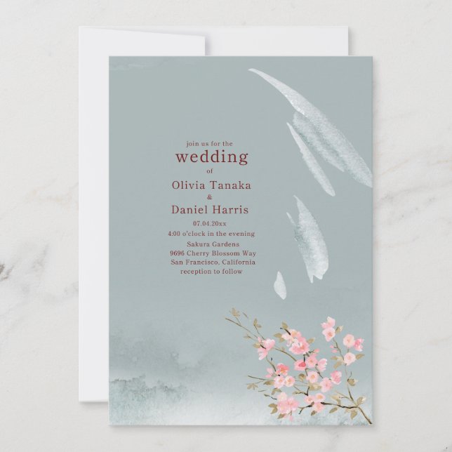 Graceful Japanese Moonlight Wedding Invitation (Front)