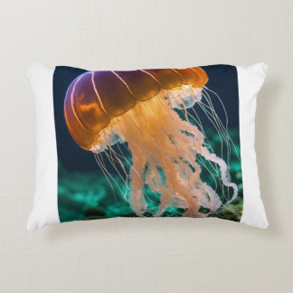 Graceful Jellyfish Drifting in the Deep Accent Pillow
