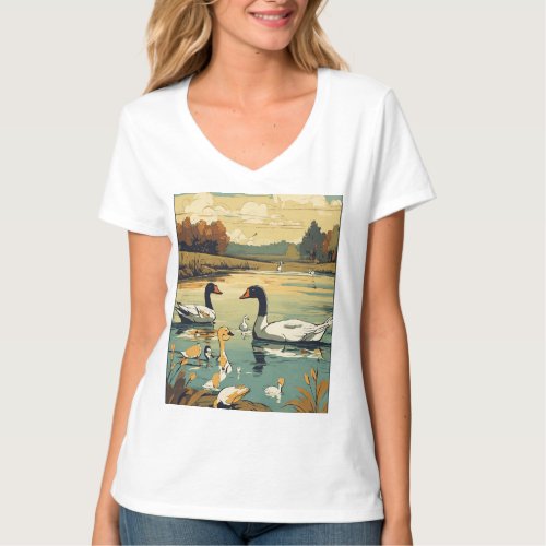 Graceful Journey The Swan Family T_Shirt