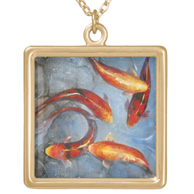 Graceful Koi I Gold Plated Necklace (Front)