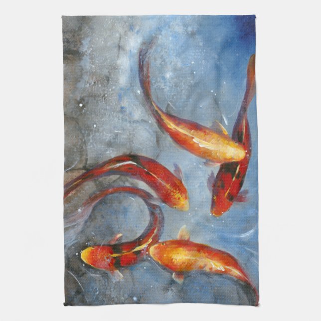 Graceful Koi I Kitchen Towel (Vertical)