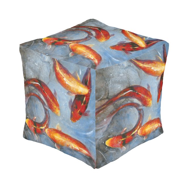 Graceful Koi I Pouf (Angled Front)