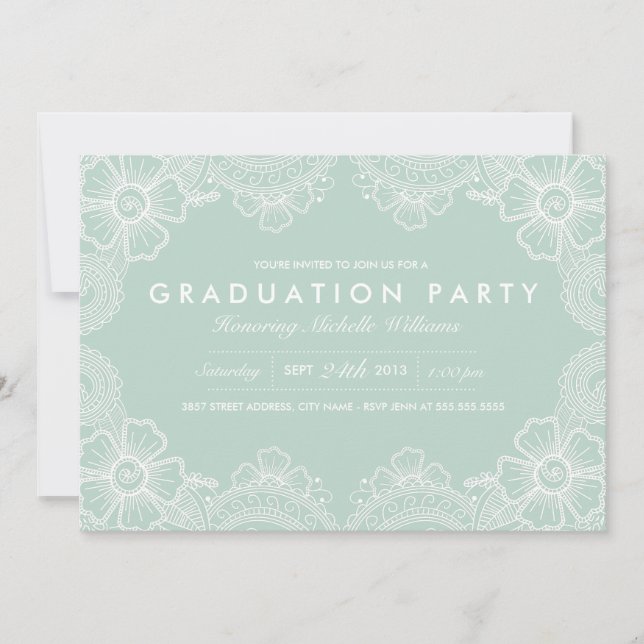 Graceful Lace Grad Party Invitation (Front)