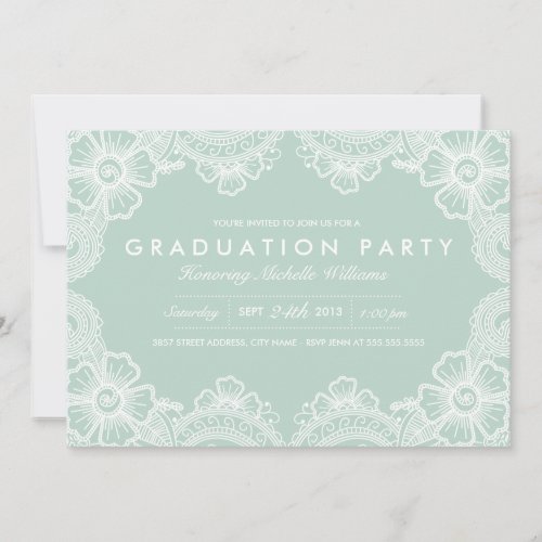 Graceful Lace Grad Party Invitation