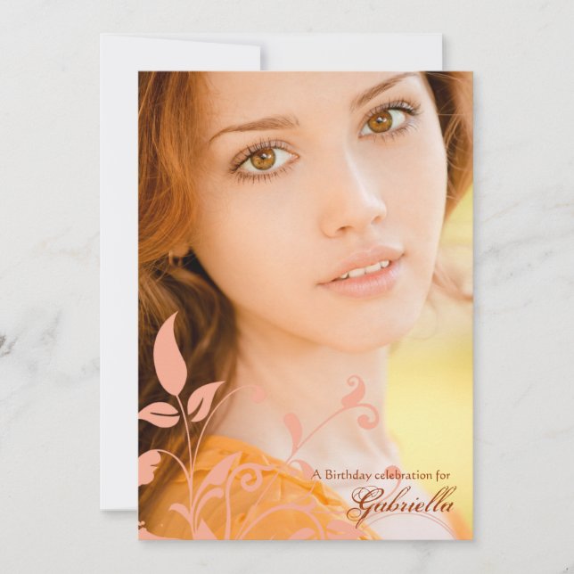 Graceful Leaflets Photo Invitation (Front)