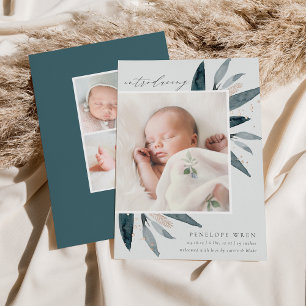 Graceful Leaves   Foil Birth Announcement