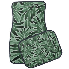 Graceful Leaves Jade And Marine Green Shades Car Floor Mat