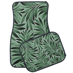 Graceful Leaves Jade And Marine Green Shades Car Floor Mat