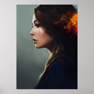 "Graceful Left Pose of a Lady Exuding Elegance and Poster