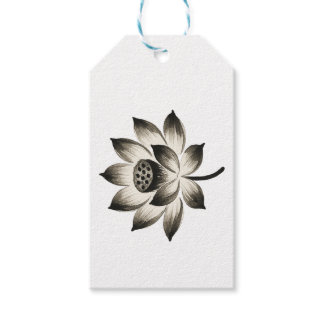 Graceful Lotus – Ink Brush Flower on Gift Tags