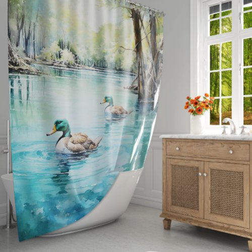 Graceful Mallards A Feminine Escape Shower Curtain