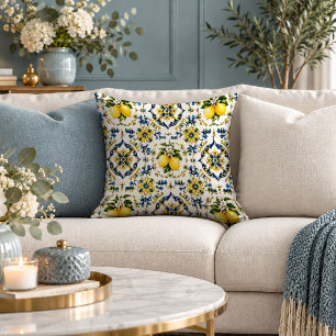 Graceful Mediterranean Botanical Accent Pillow