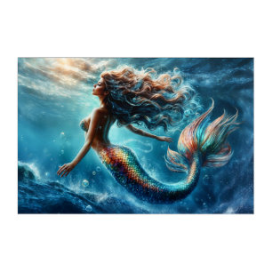 Graceful mythical sea dweller mermaid scene acrylic print