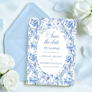 Graceful Navy Blue Roses Save the Date Wedding Car Announcement