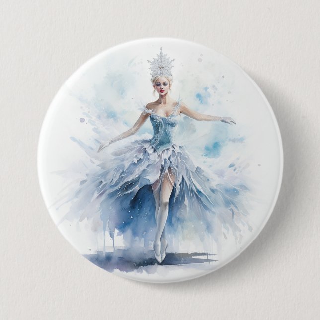 Graceful Nutcracker Snow Queen in White Button (Front)