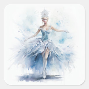 Graceful Nutcracker Snow Queen in White Square Sticker