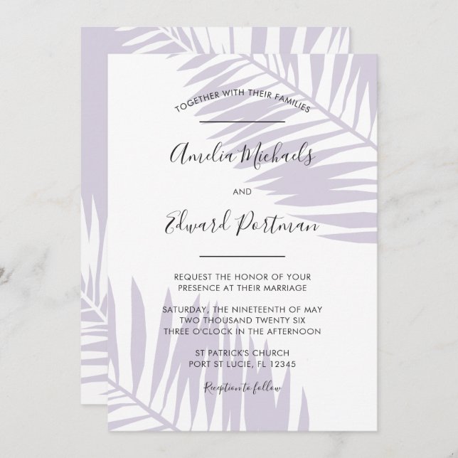 Graceful Palms Wedding Invitation (Front/Back)