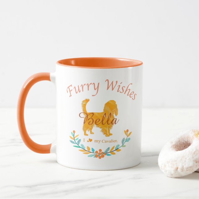 Graceful Pastel Orange Cavalier | Custom Christmas Mug (With Donut)