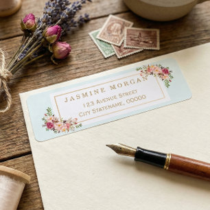 Graceful Pastel Watercolor Floral Decoration Label