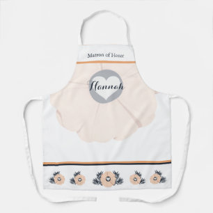 Graceful Peach Floral Pattern Maid of Honor Apron