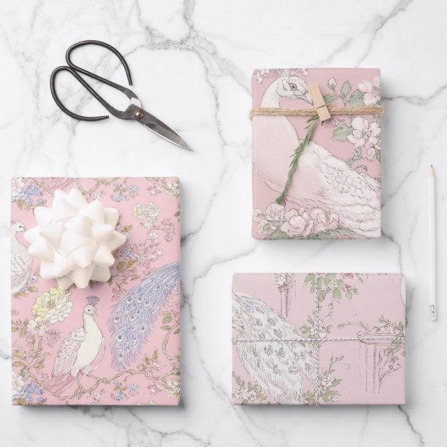 Graceful Peacock ornament Wrapping Paper Sheets (Front)