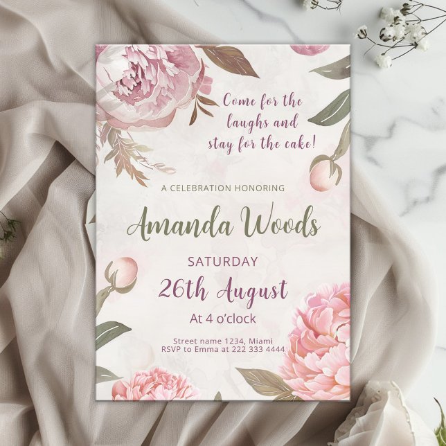 Graceful Peony Elegance Birthday Celebration Invitation (Creator Uploaded)