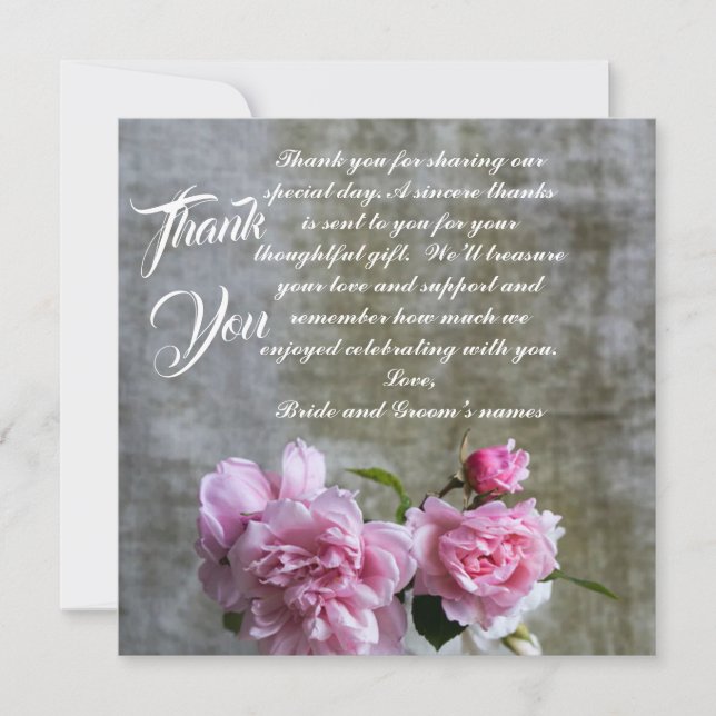 Graceful Peony Flat Thank You Card (Front)