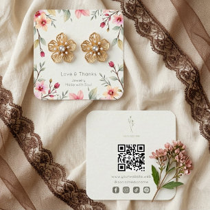 Graceful Pink Floral Jewelry Display MH26 Square Business Card