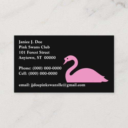 Graceful Pink Swan Front  Back  BUSINESS CARD