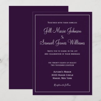 Graceful Plum and Gray Wedding Invitation
