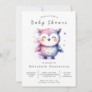 Graceful Printable Owl Baby Shower Invitation