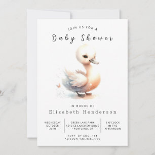 Graceful Printable Swan Baby Shower Invitation
