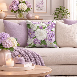 Graceful Purple Floral Bouquet Throw Pillow Case
