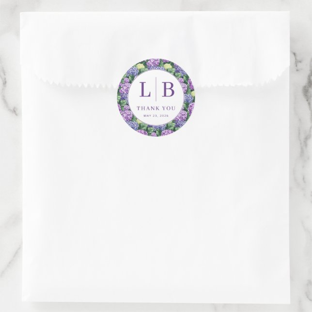 Graceful Purple Floral Circle Classic Round Sticker (Bag)