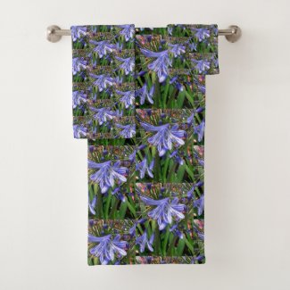 Graceful Purple Lilies of the Nile Floral Bath Towel Set