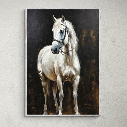 Graceful Radiance Elegant White Horse Poster