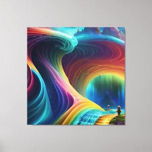 Graceful Rainbow Waterfall Landscape Canvas Print