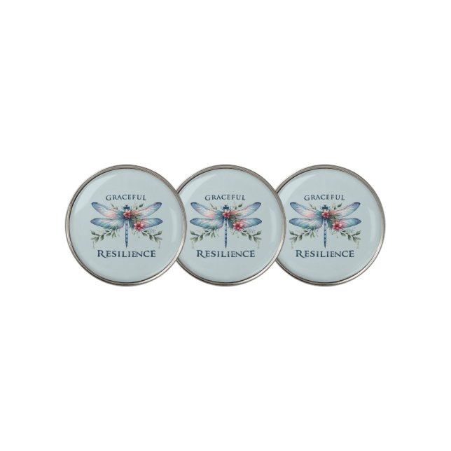 Graceful Resilience - Artistic Dragonfly Golf Ball Marker (3 Up)