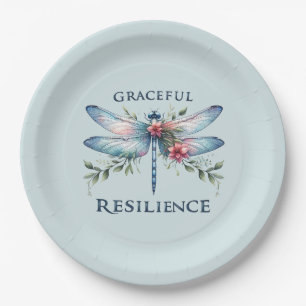 Graceful Resilience - Artistic Dragonfly Paper Plates