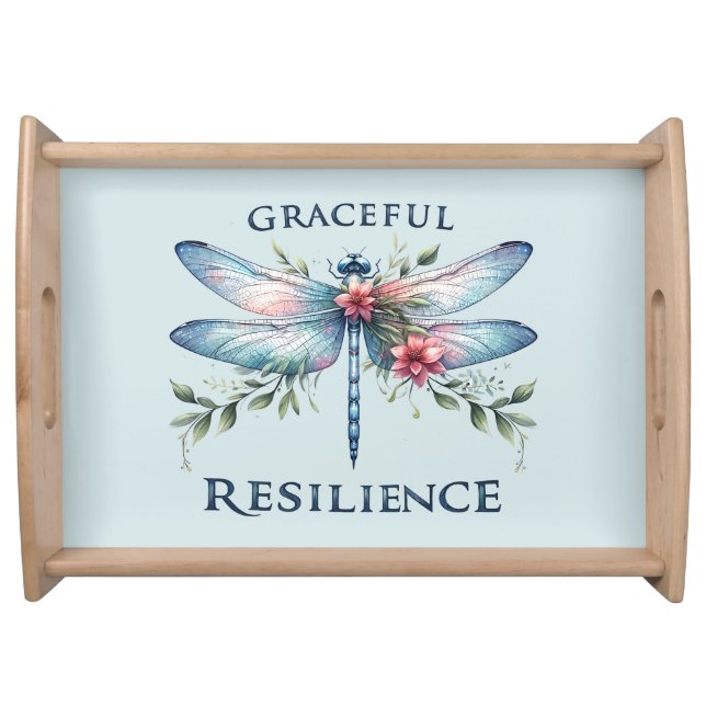 Graceful Resilience - Artistic Dragonfly Serving Tray (Front)