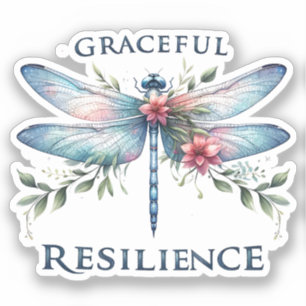 Graceful Resilience - Artistic Dragonfly Sticker