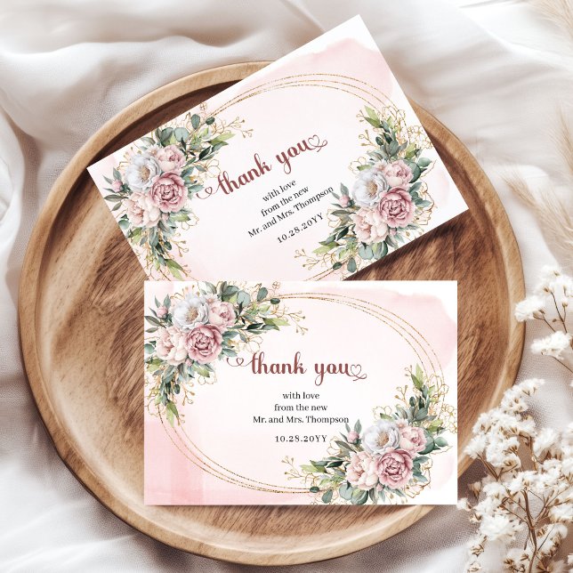 Graceful Rose Gold Floral Greenery Wedding Thank U Thank You Card (Graceful Rose Gold Floral Greenery Wedding Thank You Card

)