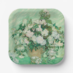 Graceful Roses in a Vase by Vincent van Gogh Paper Plates