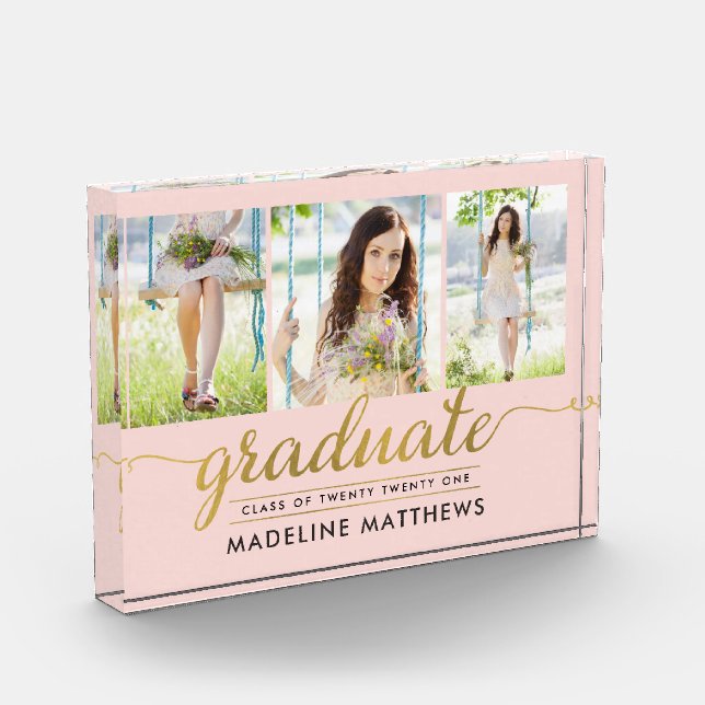 Graceful Script EDITABLE COLOR Graduation Block (Left)
