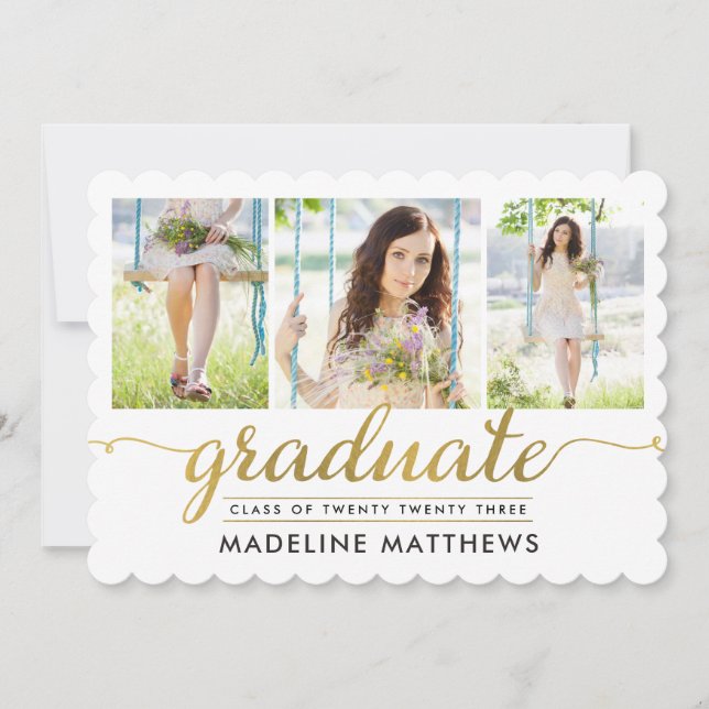 Graceful Script Editable Color Graduation Invite (Front)