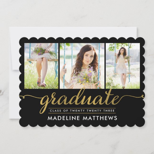Graceful Script Editable Color Graduation Invite (Front)