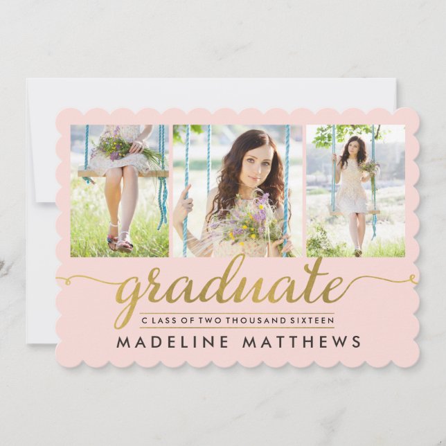 Graceful Script Editable Color Graduation Invite (Front)