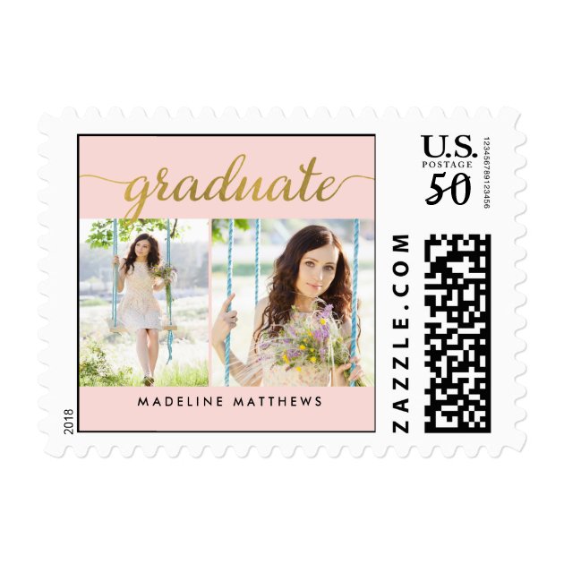 Graceful Script EDITABLE COLOR Graduation Stamp