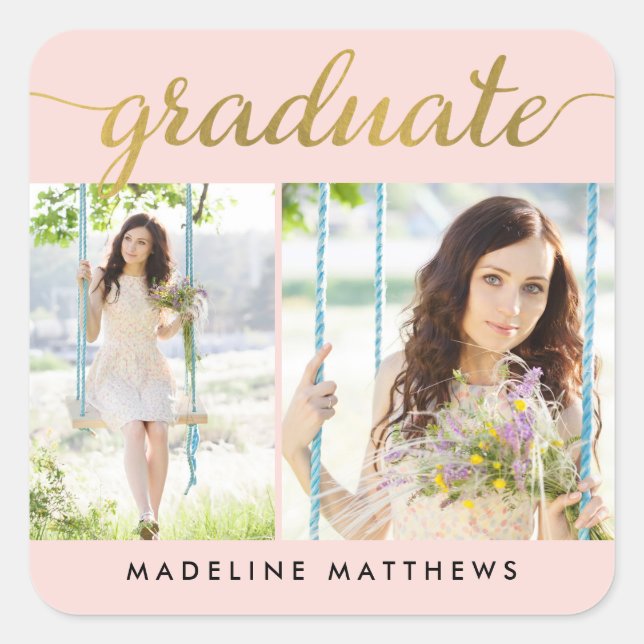 Graceful Script EDITABLE COLOR Graduation Stickers (Front)