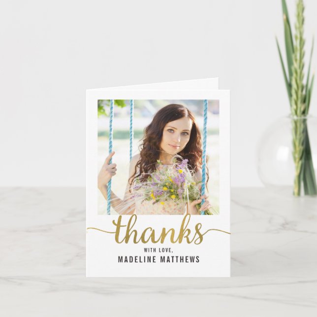 Graceful Script EDITABLE COLOR Thank You Card (Front)